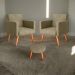 Conjunto Poltronas e Puff Iara Veludo Turkey Cappuccino