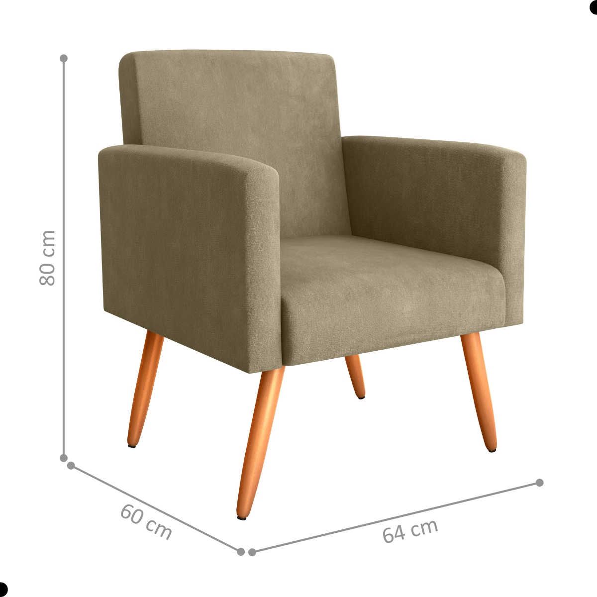 Conjunto Poltronas e Puff Iara Veludo Turkey Cappuccino