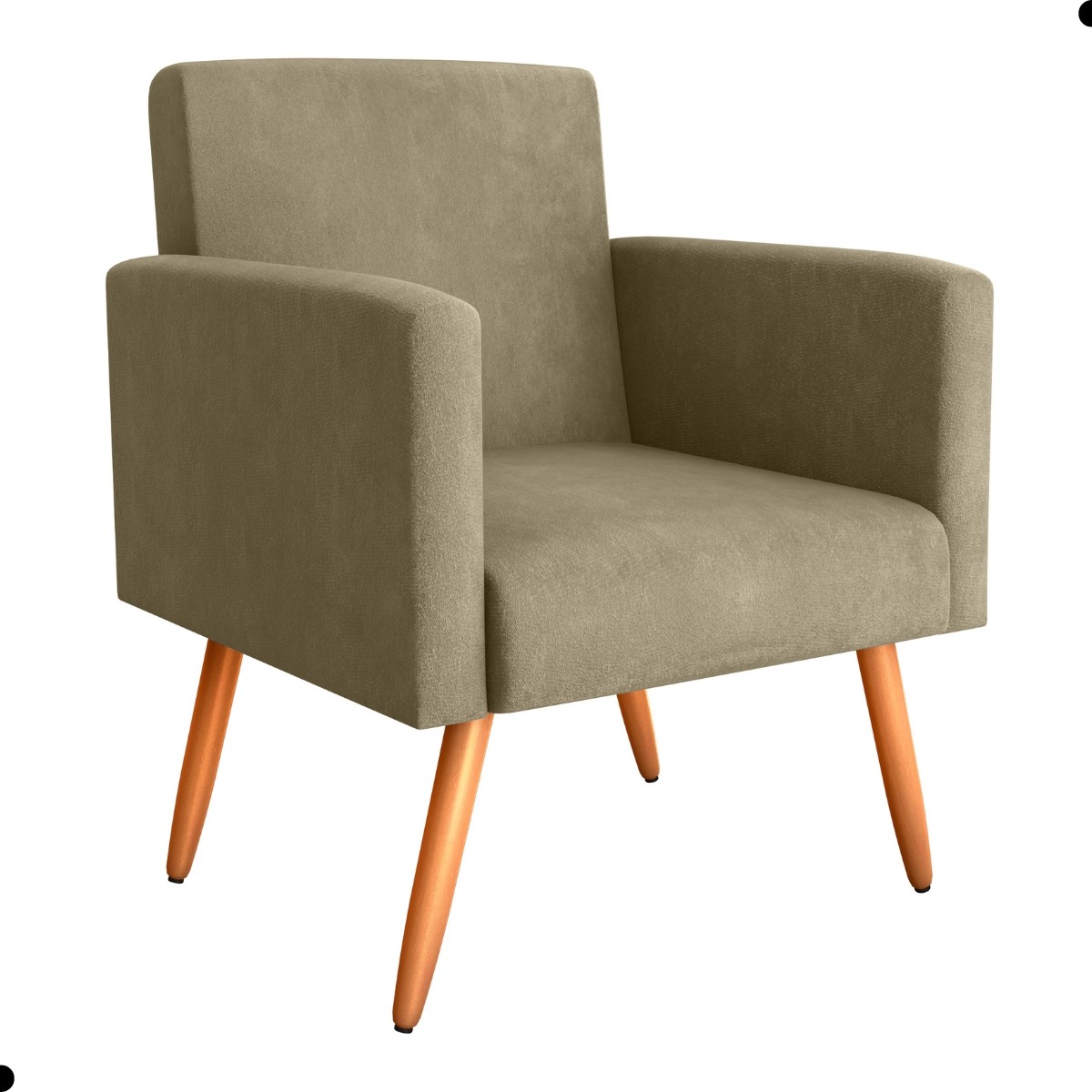 Conjunto Poltronas e Puff Iara Veludo Turkey Cappuccino