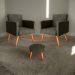 Conjunto Poltronas e Puff Iara Veludo Turkey Marrom