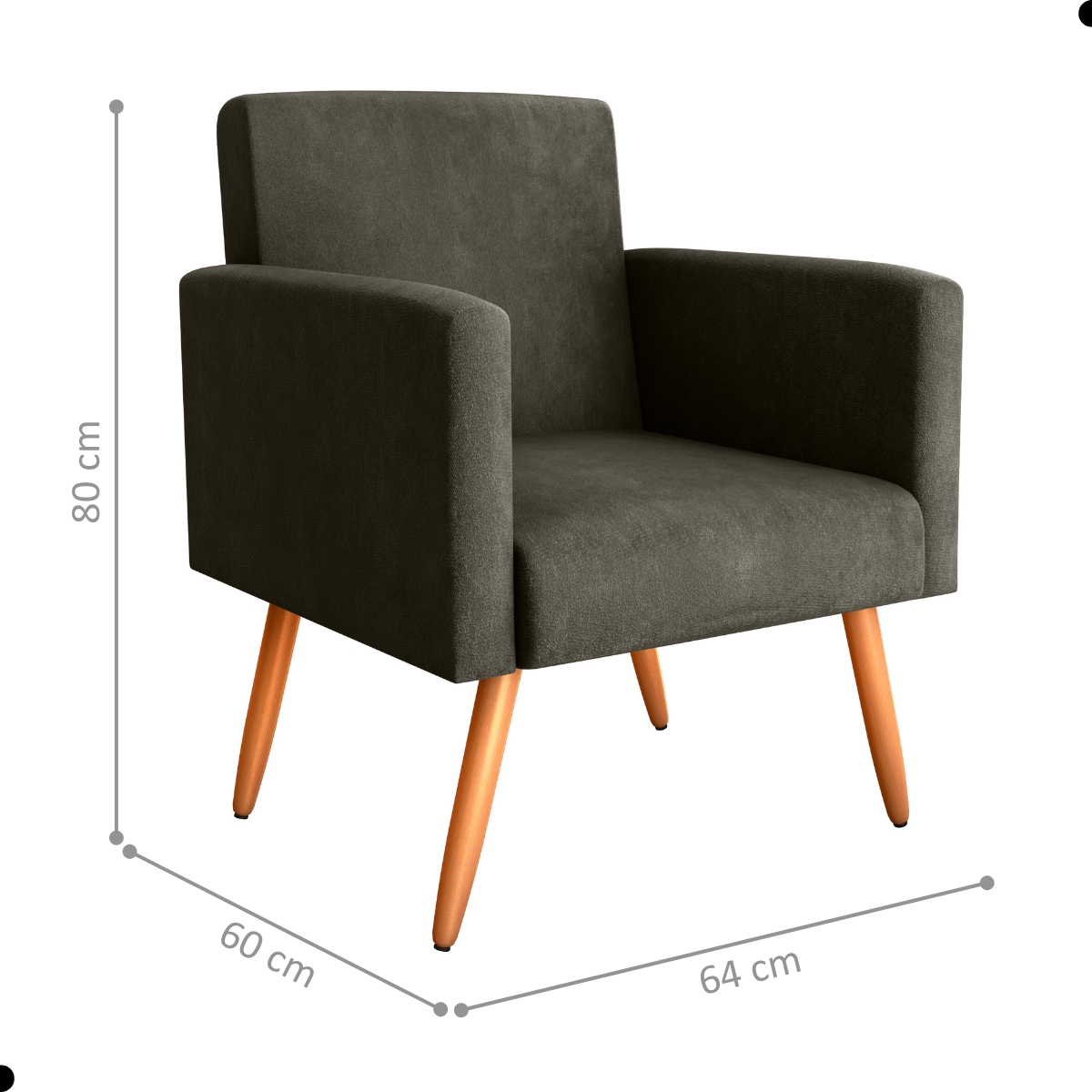 Conjunto Poltronas e Puff Iara Veludo Turkey Marrom