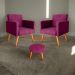 Conjunto Poltronas e Puff Iara Veludo Turkey Marsala