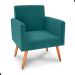 Conjunto Poltronas e Puff Iara Veludo Verde Menta
