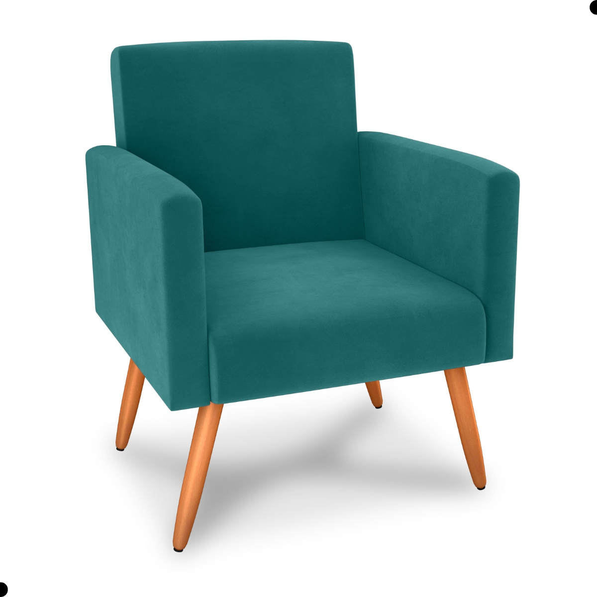 Conjunto Poltronas e Puff Iara Veludo Verde Menta