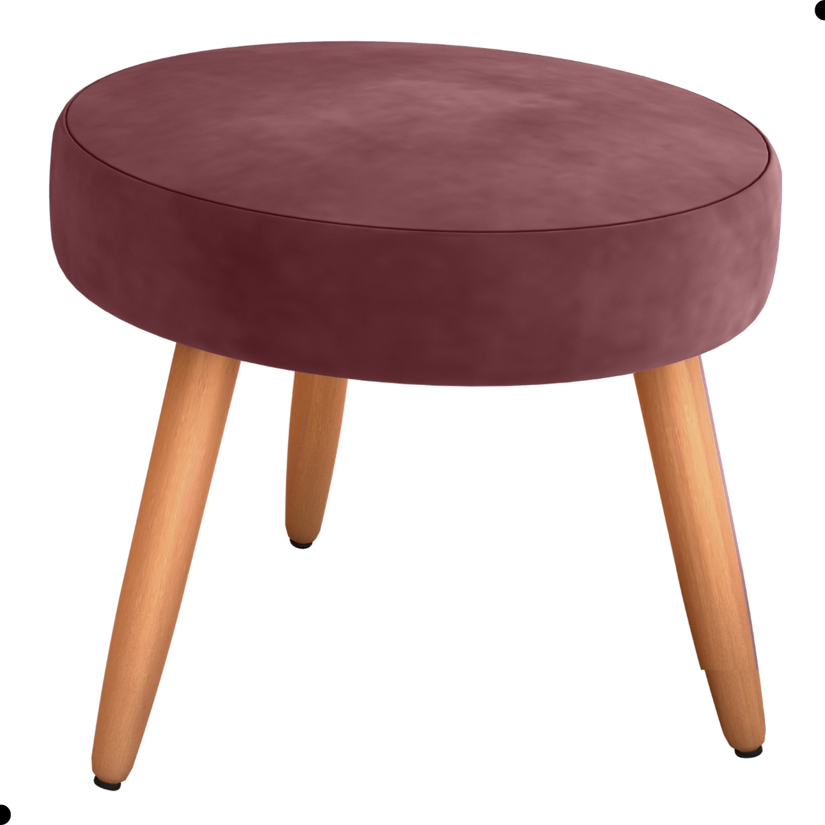 Conjunto Poltronas e Puff Iara Veludo Vinho