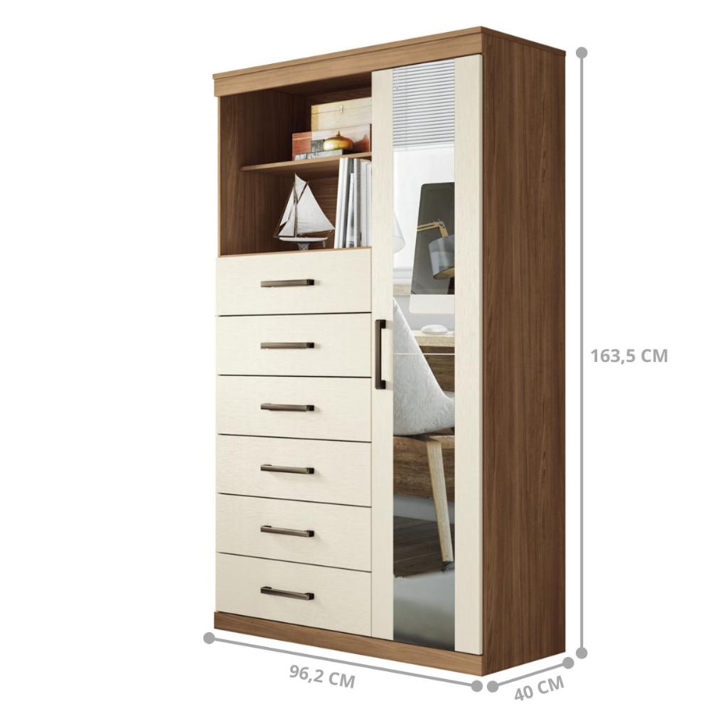 Conjunto Quarto Completo Com Espelho Nice Jatoba Areia