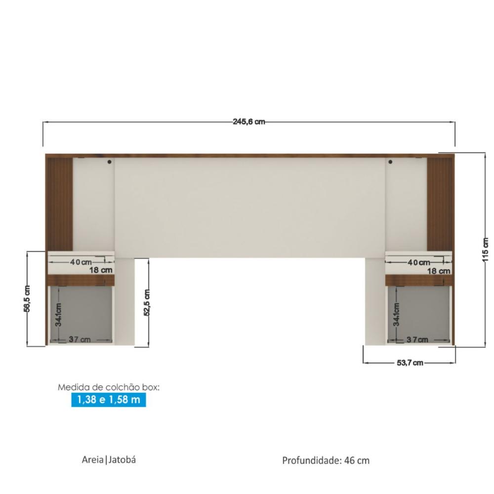 Conjunto Quarto Completo Com Espelho Nice Jatoba Areia