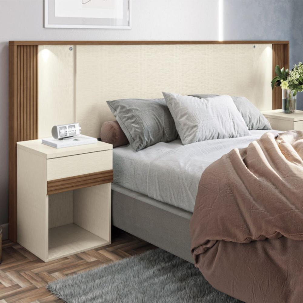 Conjunto Quarto Completo Com Espelho Nice Jatoba Areia