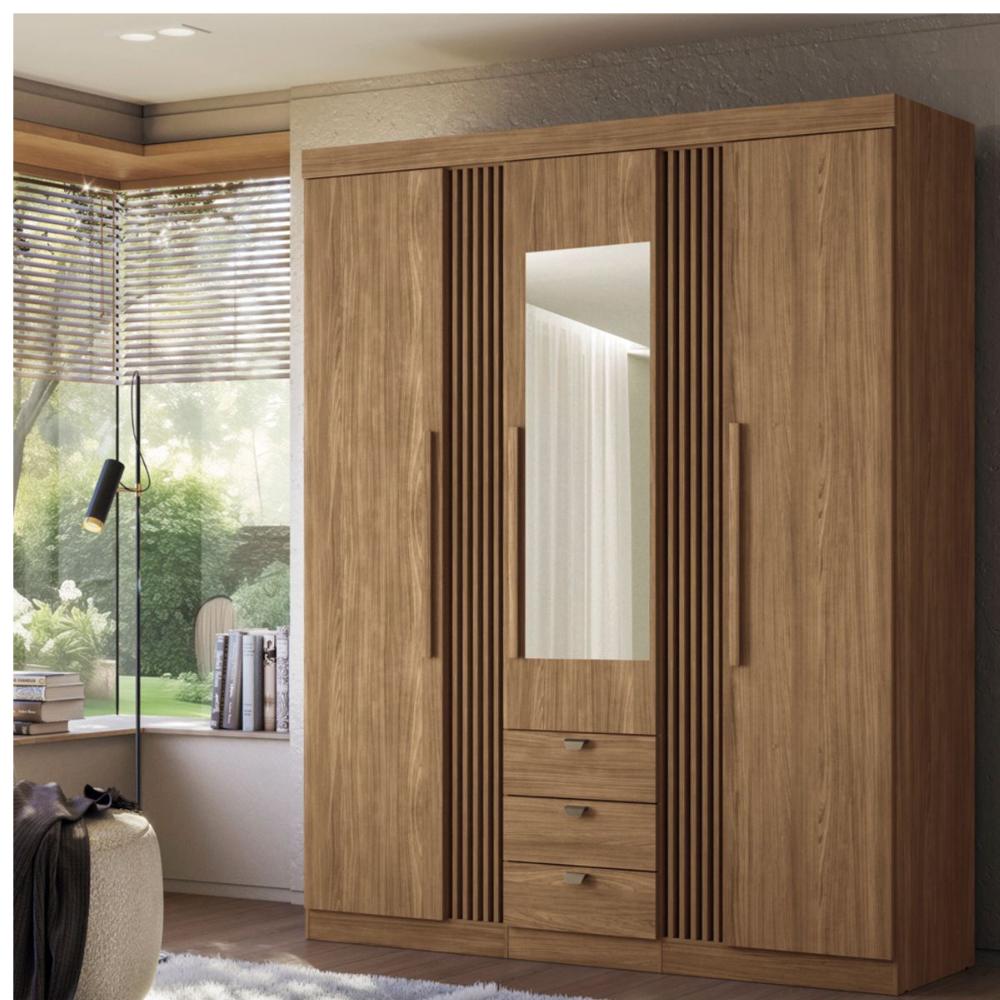 Conjunto Quarto Completo Com Espelho Veneza Jatoba