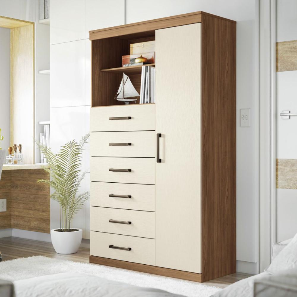 Conjunto Quarto Completo Com Espelho Veneza Jatoba Areia