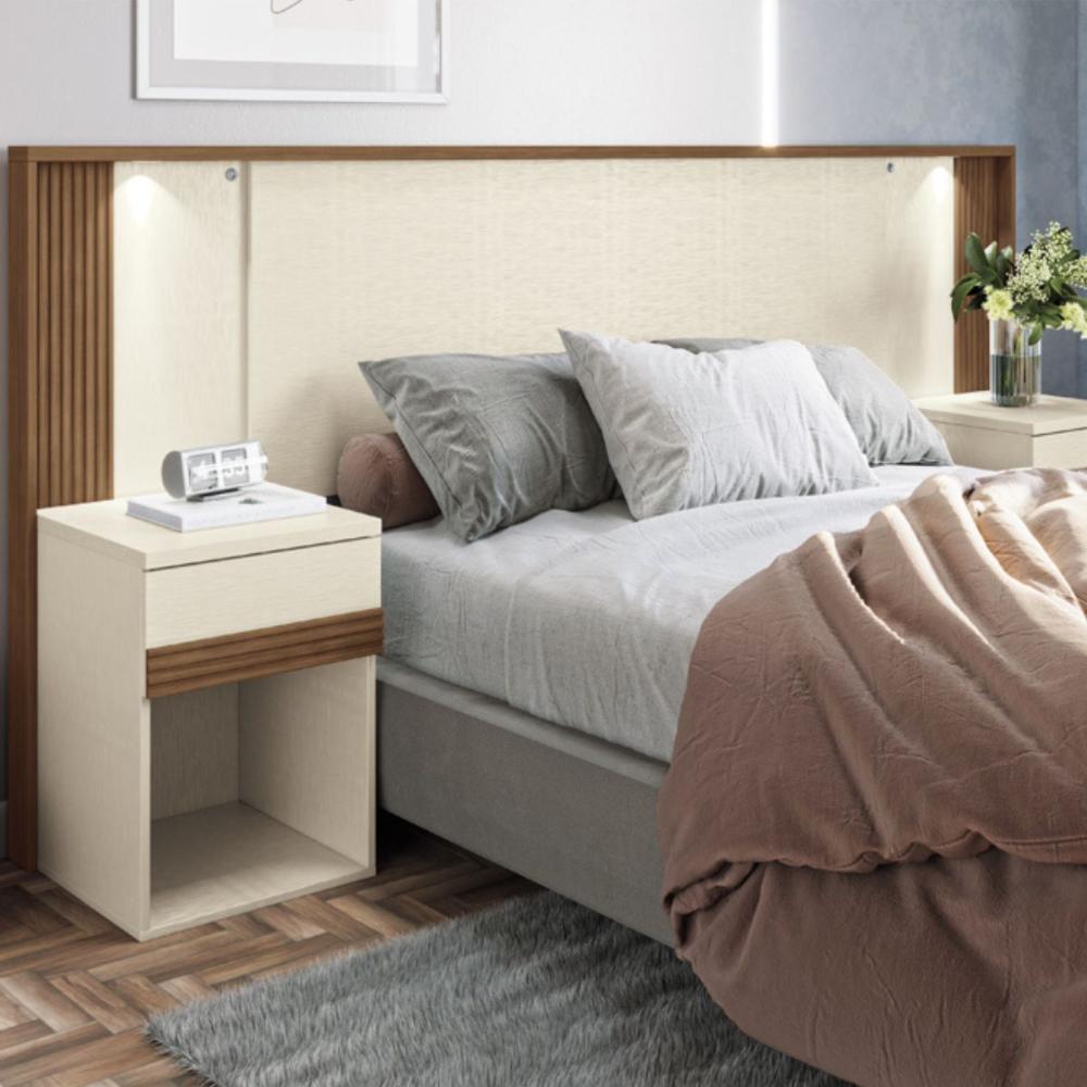 Conjunto Quarto Completo Com Espelho Veneza Jatoba Areia