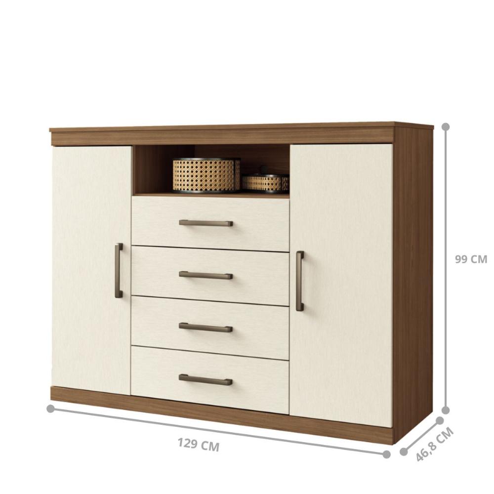 Conjunto Quarto Completo Com Espelho Viena Jatoba Areia