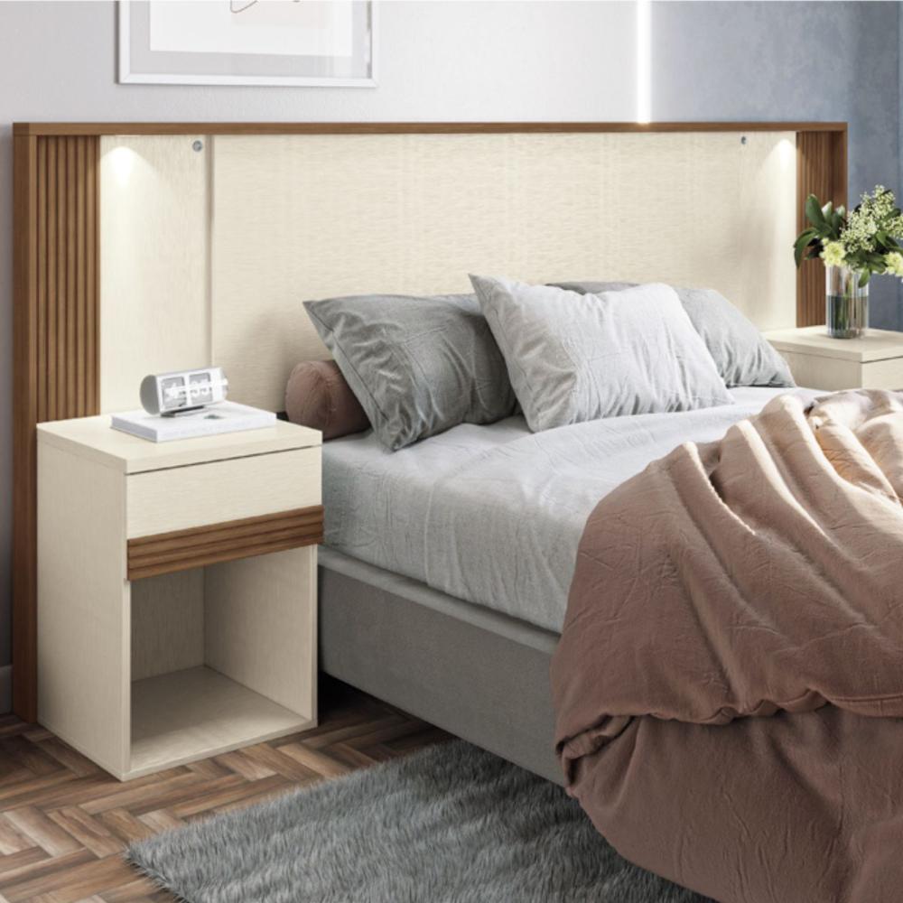 Conjunto Quarto Completo Com Espelho Viena Jatoba Areia