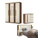 Conjunto Quarto Completo Com Espelho Xangai Jatoba Areia