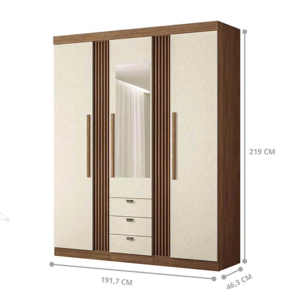 Conjunto Quarto Completo Com Espelho Xangai Jatoba Areia