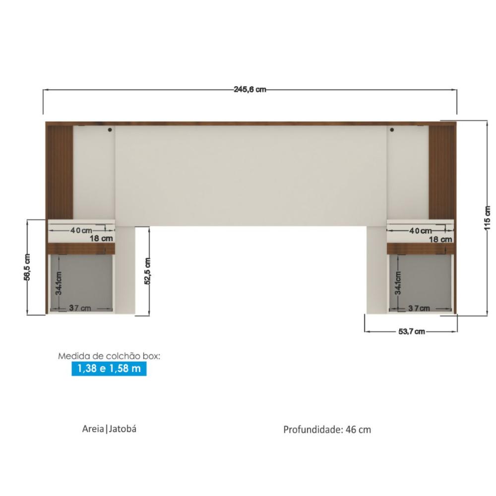 Conjunto Quarto Completo Com Espelho Xangai Jatoba Areia