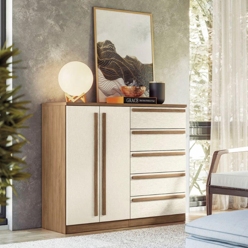 Conjunto Quarto Completo Com Espelho Xangai Jatoba Areia
