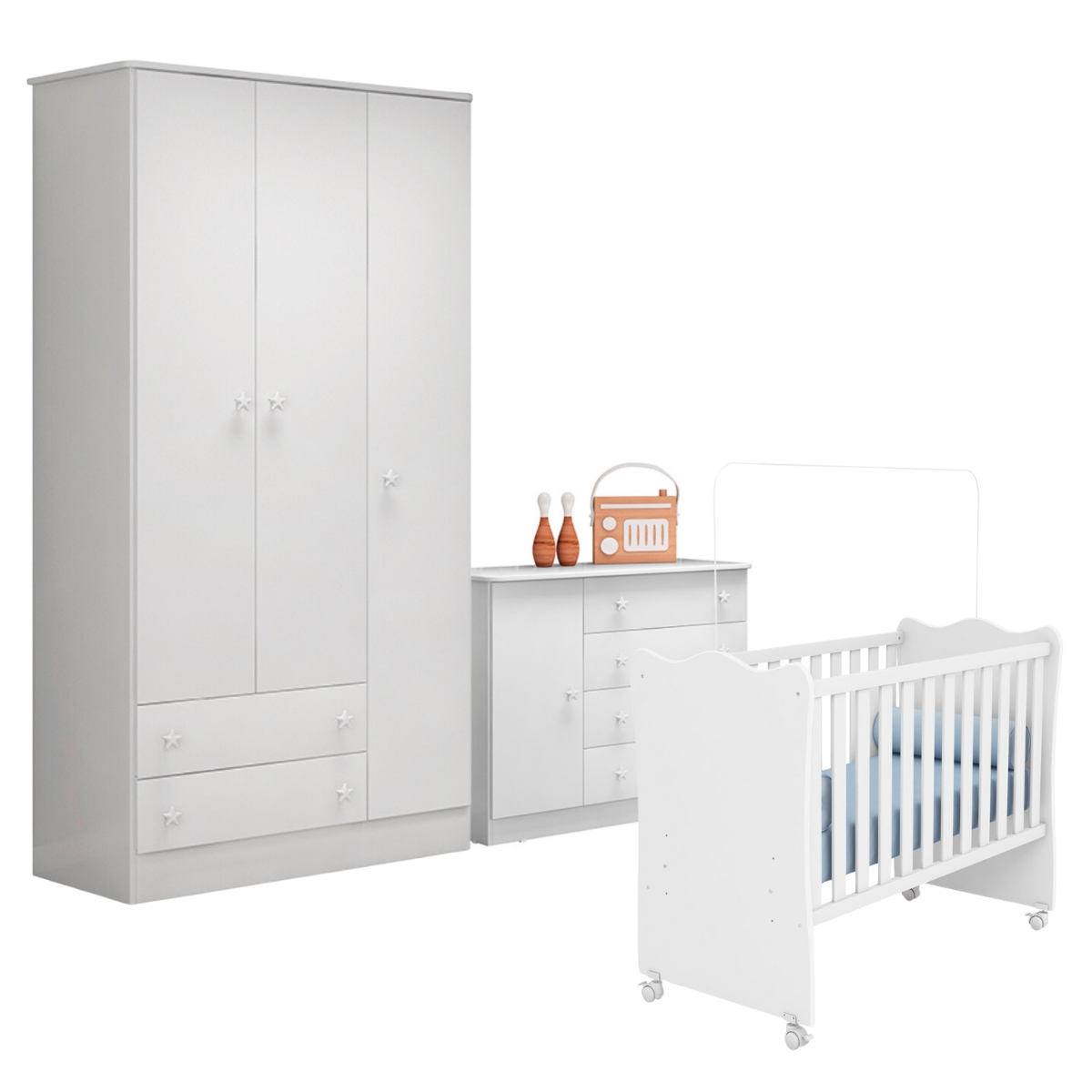 Conjunto Quarto de Bebê Completo México Branco Branco