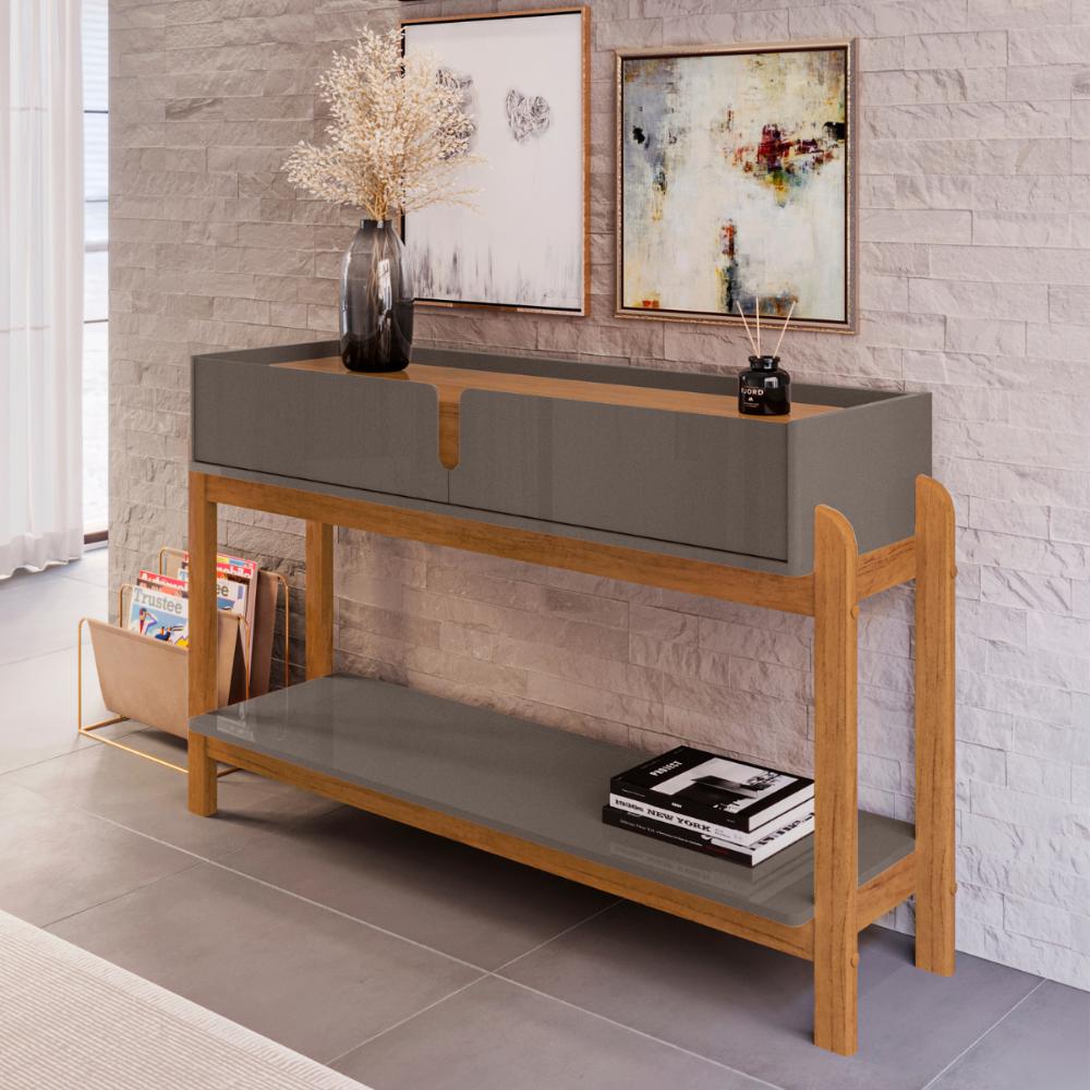 Conjunto Sala Felix Cinza Pérola Cedro
