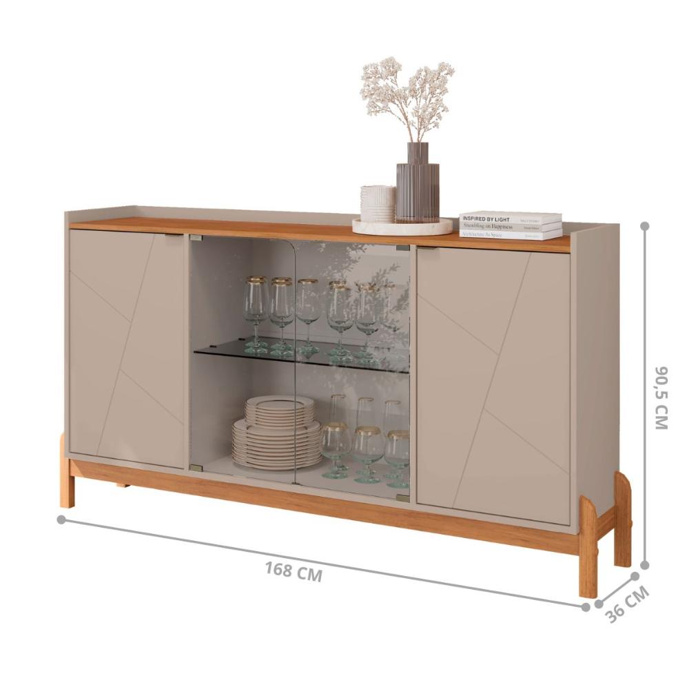 Conjunto Sala de Estar Fernandes Off White/Cedro