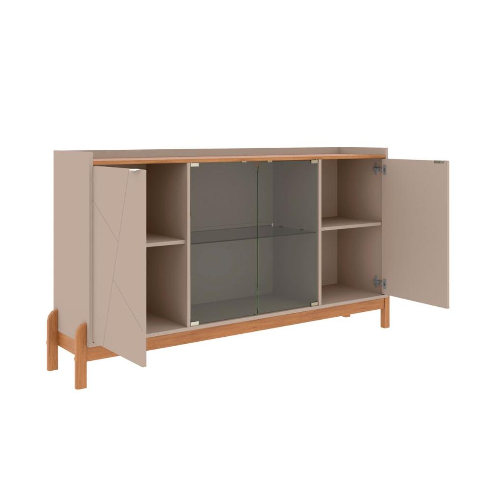 Conjunto Sala de Estar Fernandes Off White/Cedro