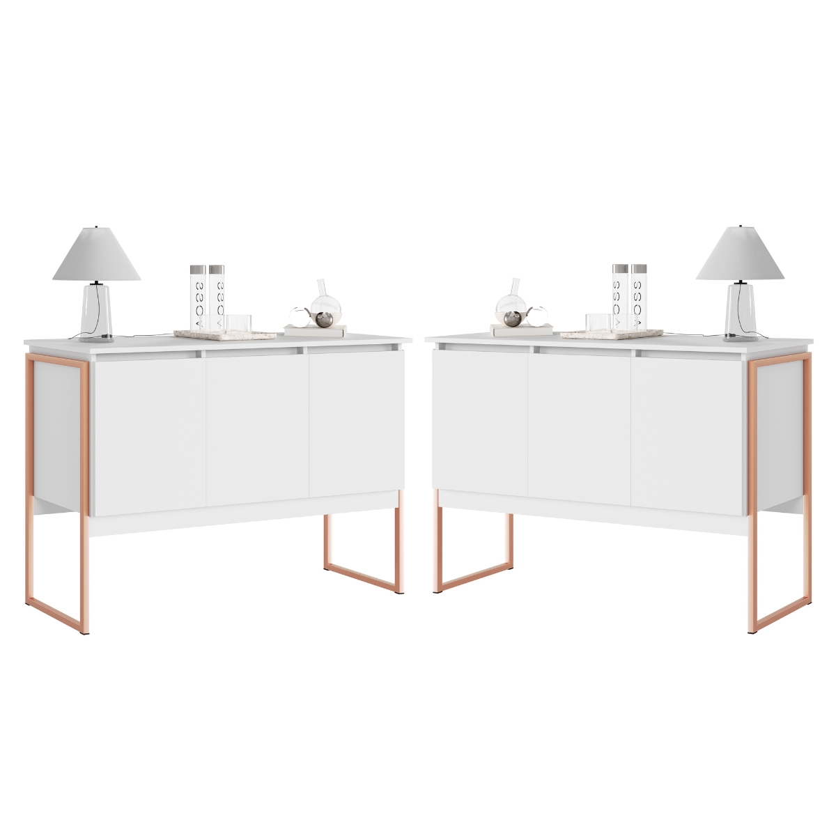 Conjunto de Buffets Industriais Milão Branco Cobre