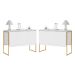 Conjunto de Buffets Industriais Milão Branco Dourado
