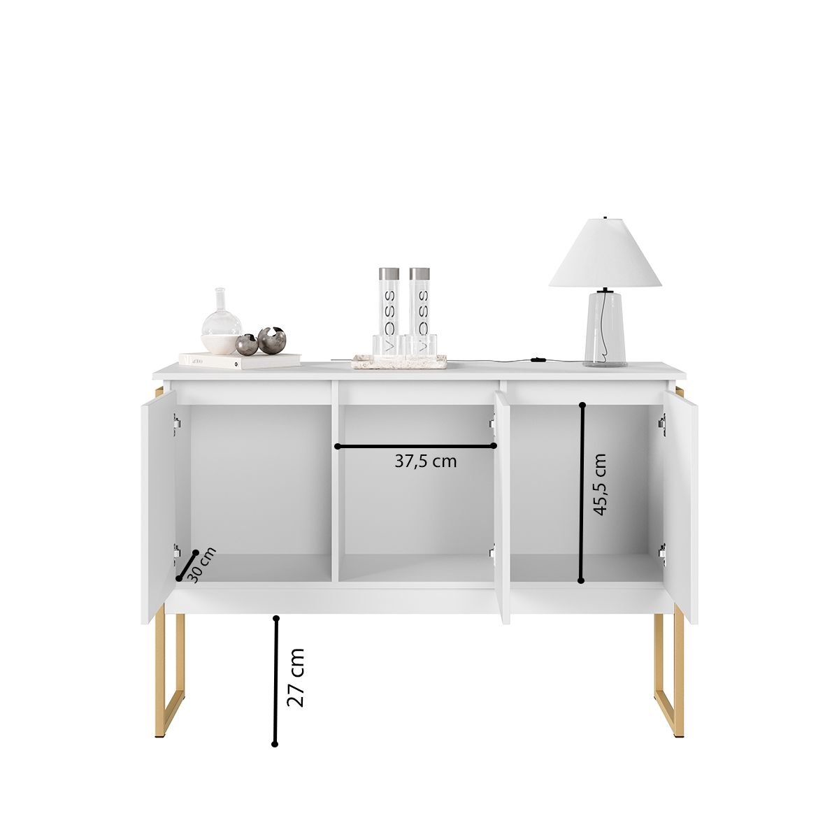 Conjunto de Buffets Industriais Milão Branco Dourado