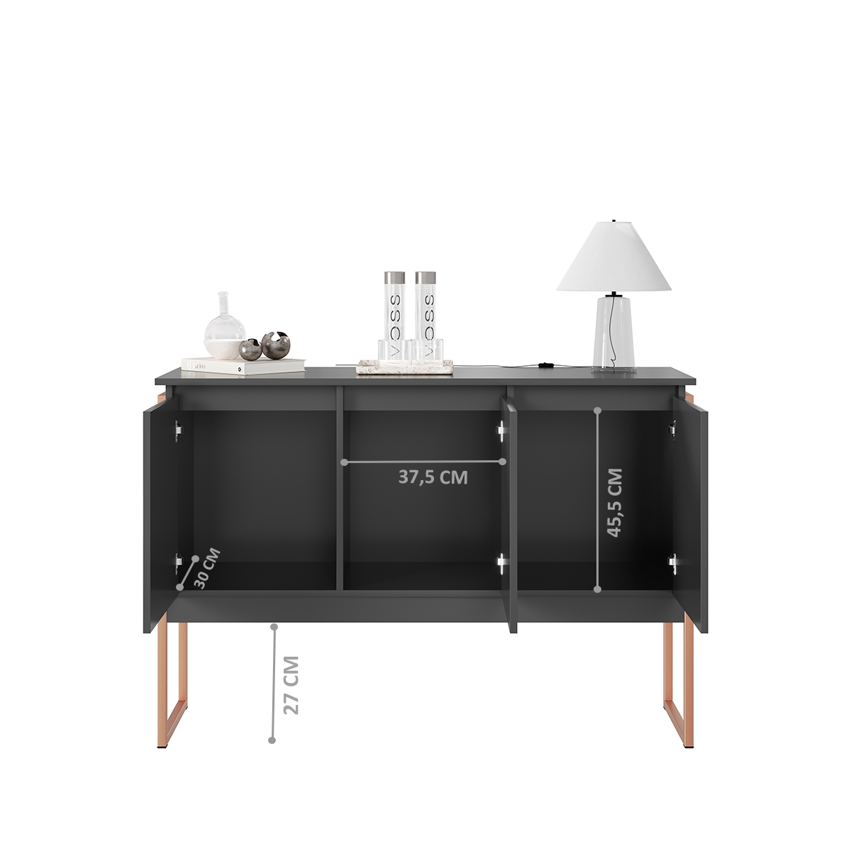 Conjunto de Buffets Industriais Milão Preto Cobre