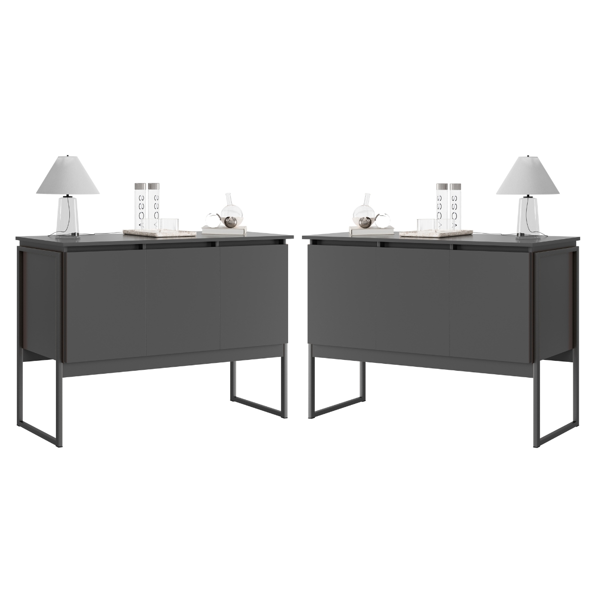 Conjunto de Buffets Industriais Milão Preto Onix
