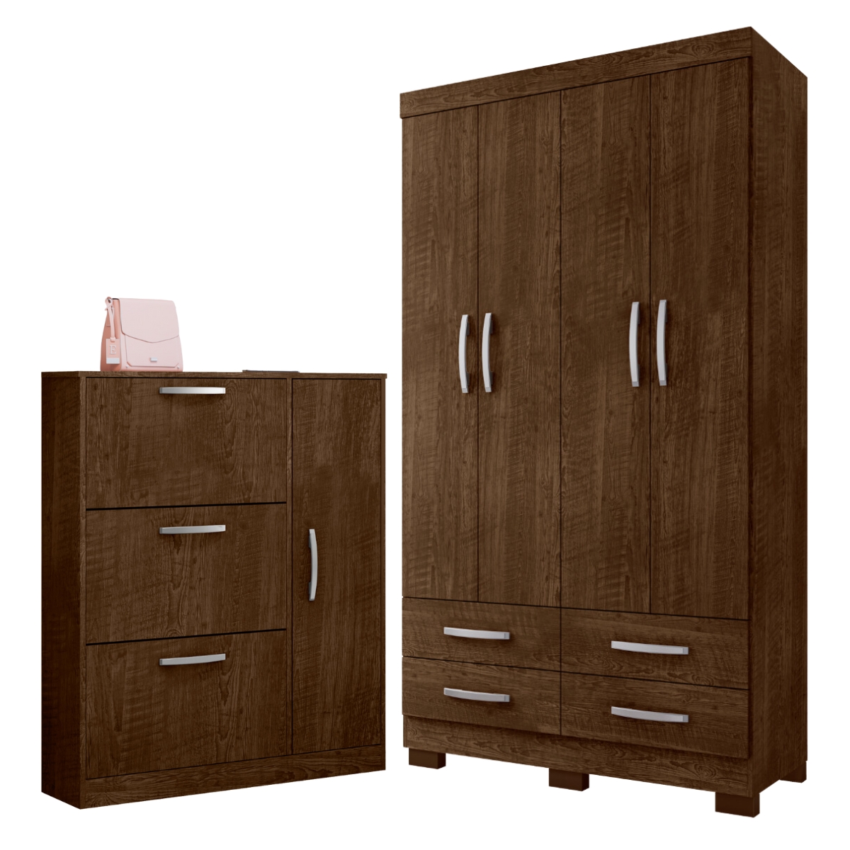 Conjunto de Guarda Roupa e Sapateira Coutos Malbec