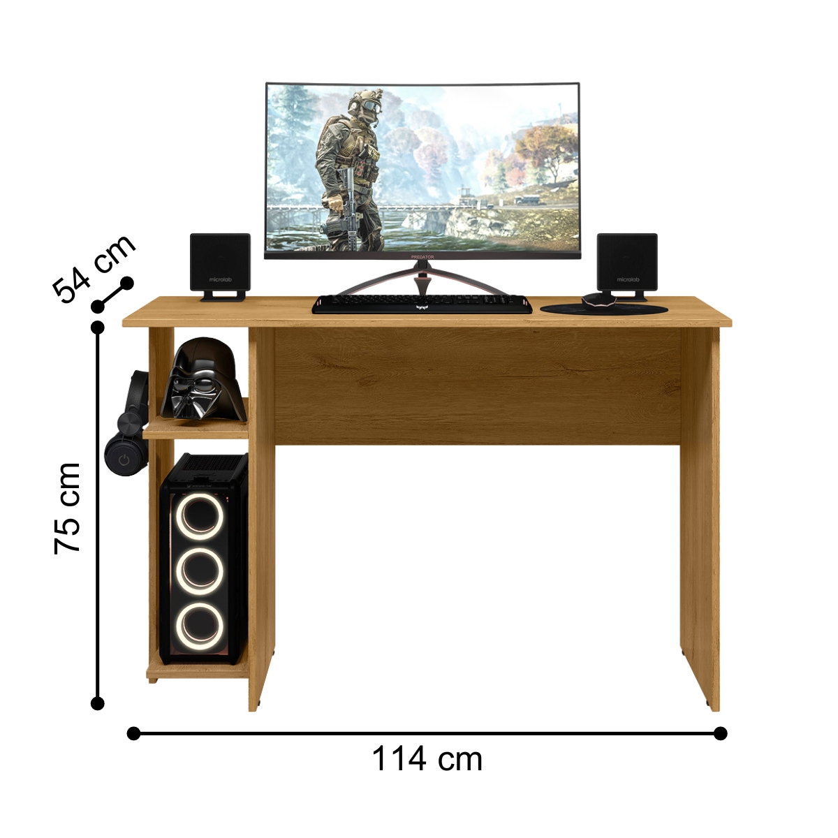 Conjunto de Mesa Gamer e Livreiro Paraná Freijó 