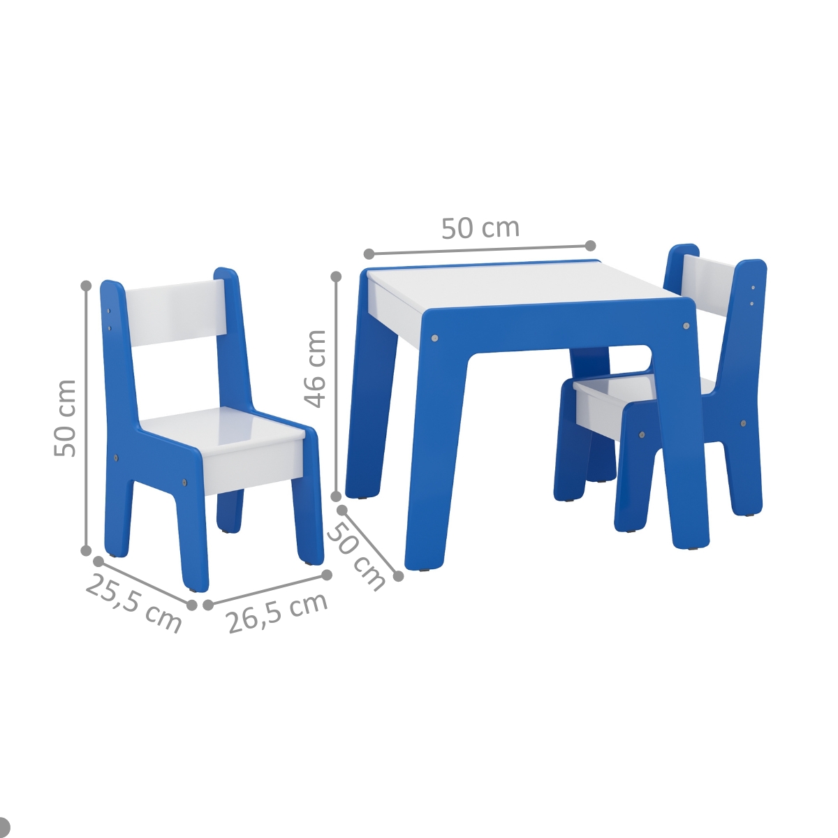 Conjunto de Mesa com 2 Cadeiras Goiania Branco Azul