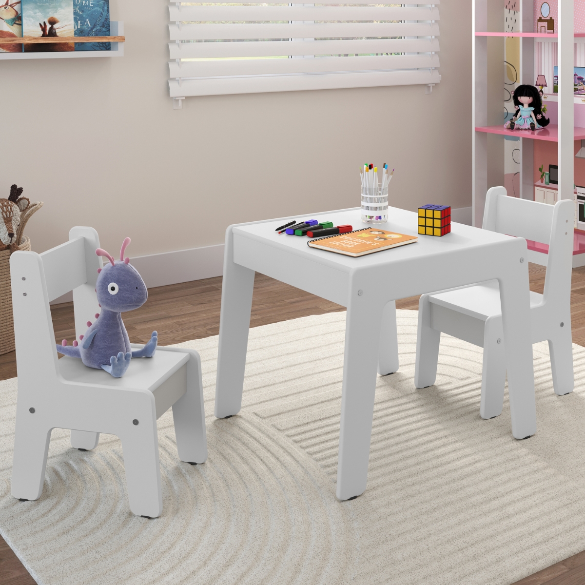 Conjunto de Mesa com 2 Cadeiras Goiania Branco Brilho