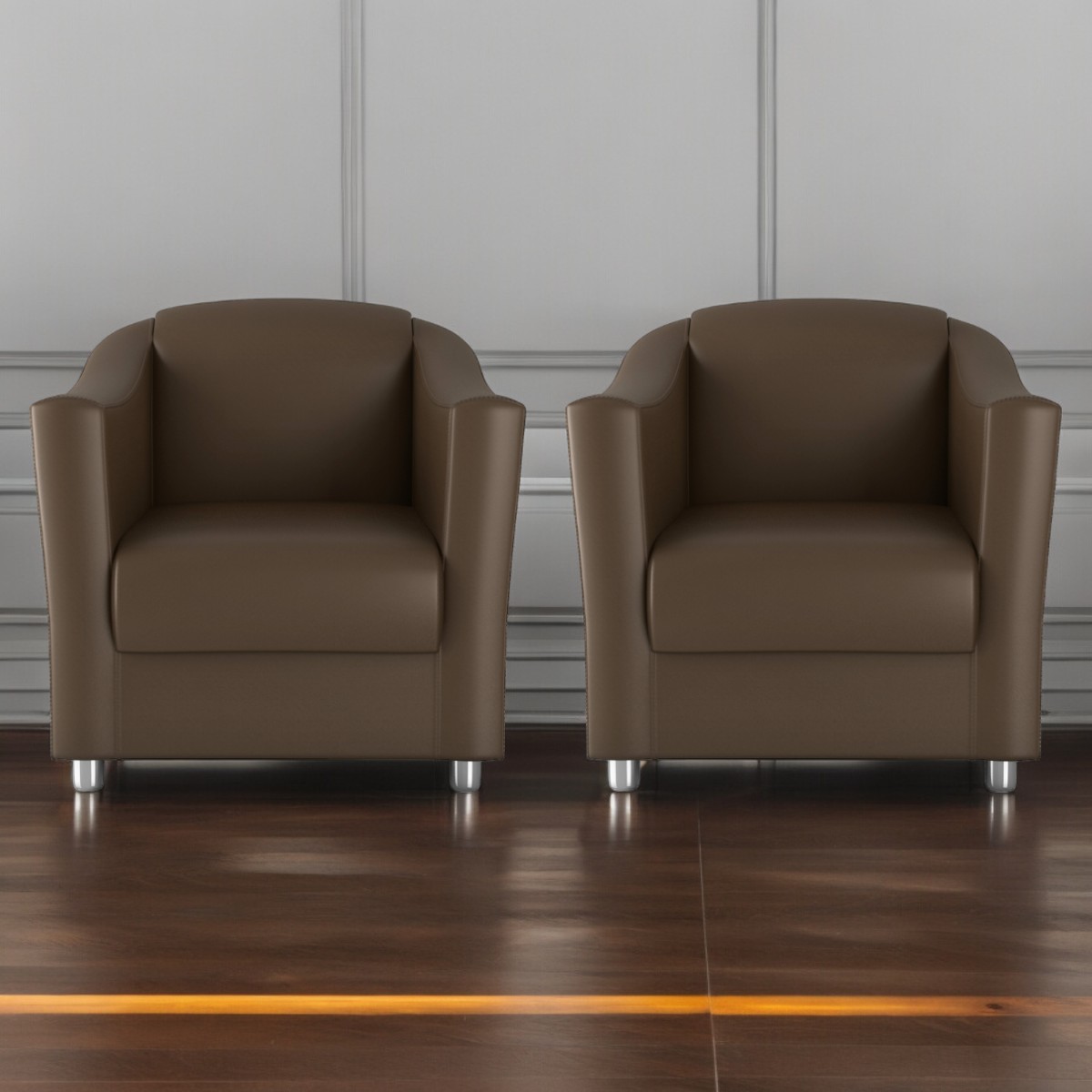 Conjunto de Poltronas Classicas Whati Sintetico Marrom