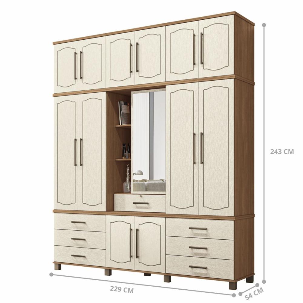 Conjunto de Quarto Diana com Espelho Jatoba Areia