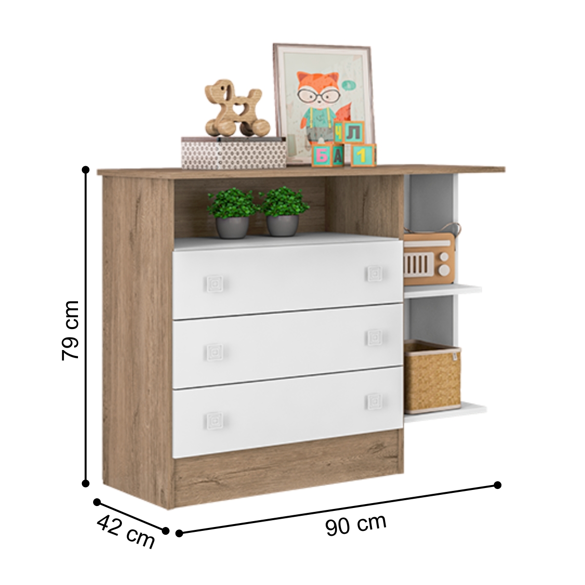 Conjunto de Quarto Infantil Mons Carvalho Rústico Branco