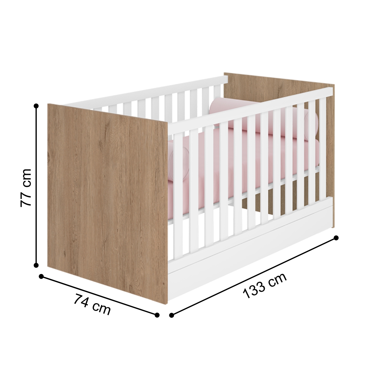 Conjunto de Quarto Infantil Mons Carvalho Rústico Branco