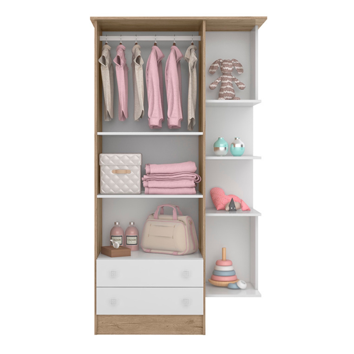 Conjunto de Quarto Infantil Mons Carvalho Rústico Branco