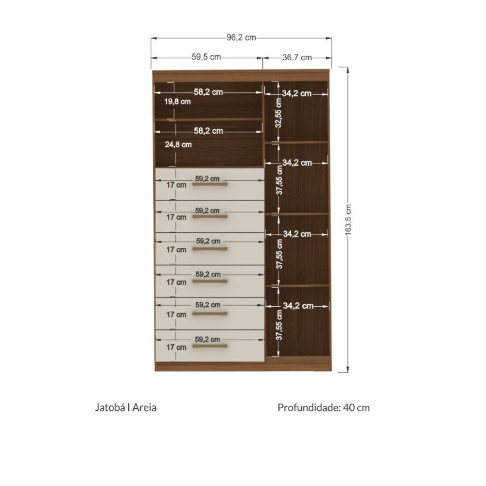 Conjunto de Quarto Jasmine com Espelho Jatoba Areia