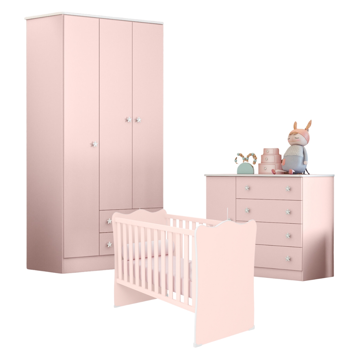 Conjunto para Quarto Infantil Brighton Rosa Acetinado