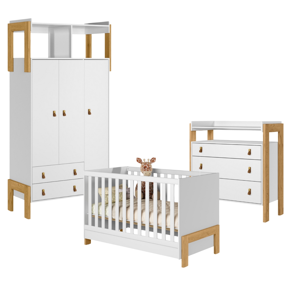 Conjunto para Quarto Infantil Esquel Branco Acetinado