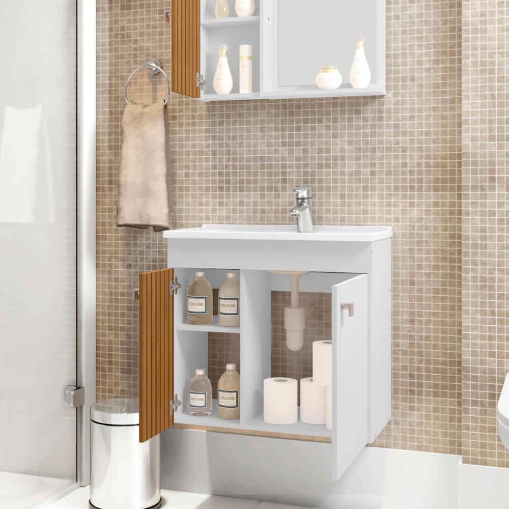 Conjunto para banheiro Monaco Branco Ripado