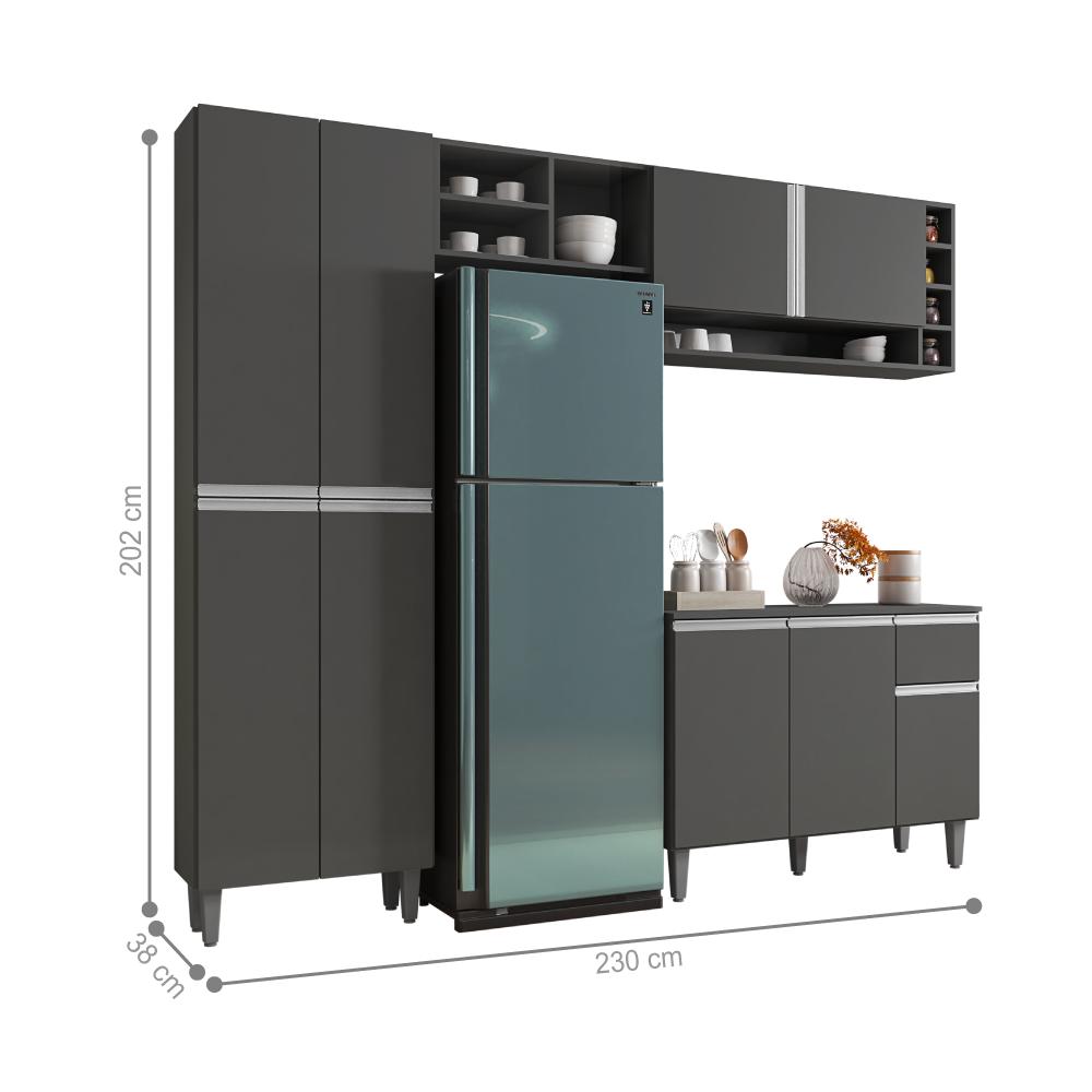 Cozinha Compacta Atlanta Cinza Fosco