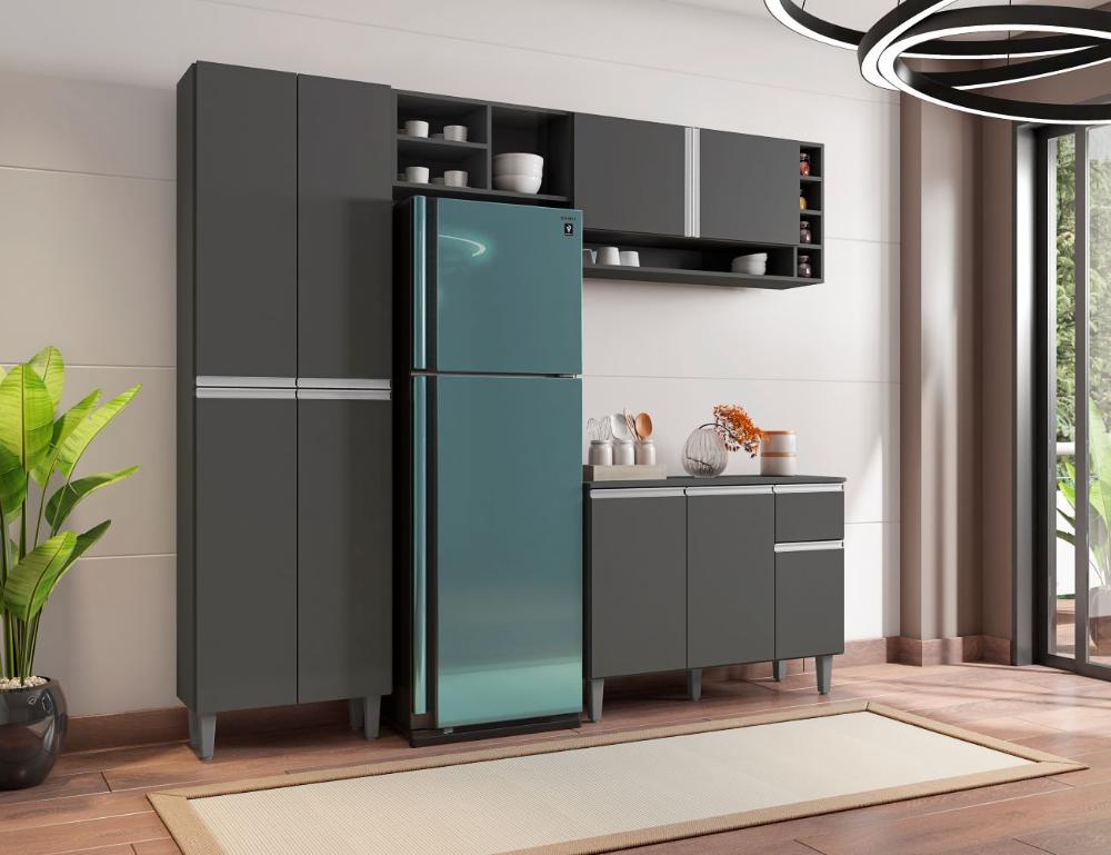 Cozinha Compacta Atlanta Cinza Fosco