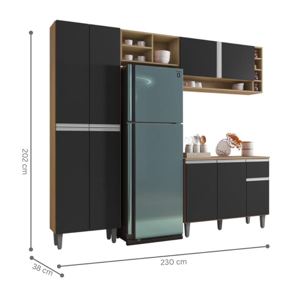Cozinha Compacta Atlanta amendoa preto  