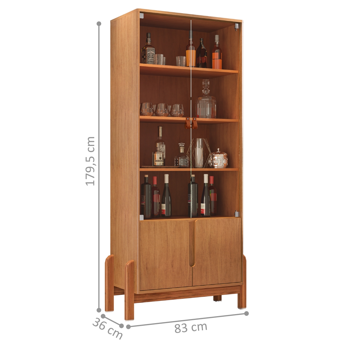 Cristaleira com 2 Portas de Vidro Tiajin Cedro