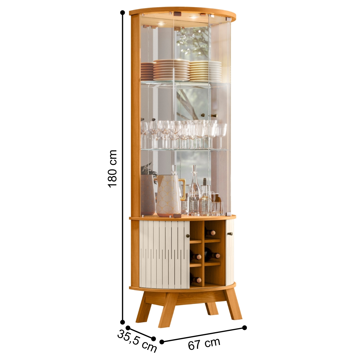 Cristaleira com Adega e 4 Portas Forli Cinamomo Off White