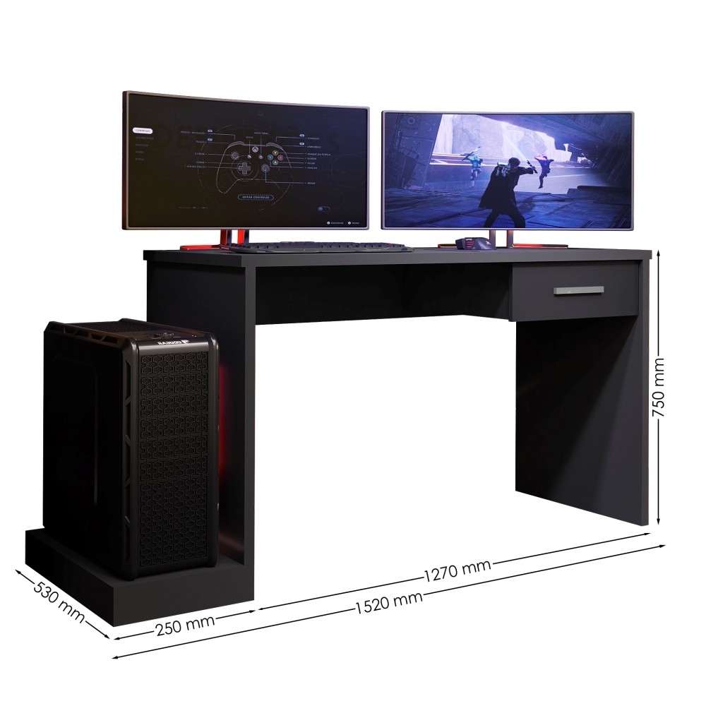Escrivaninha Gamer Ellenge Preto