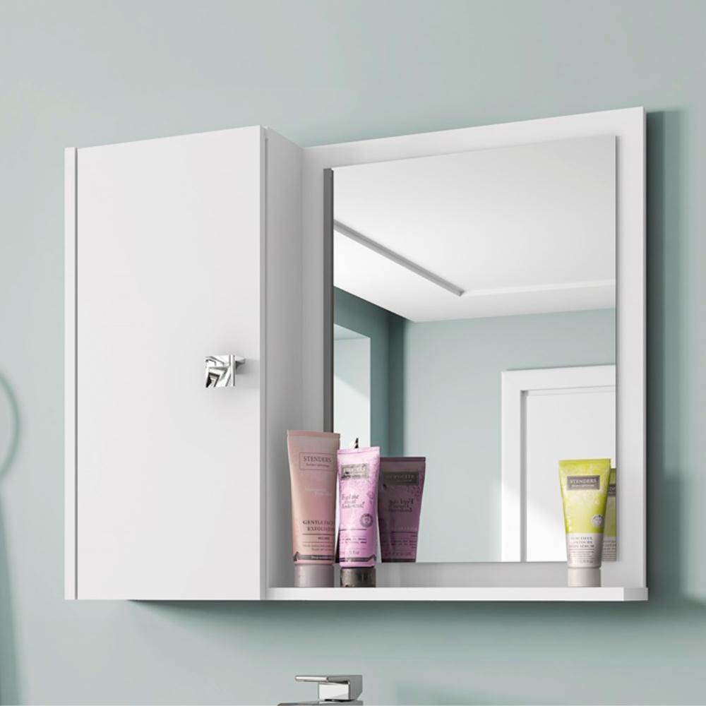 Espelheira para Banheiro Dublin Branco com Prateleira Interna